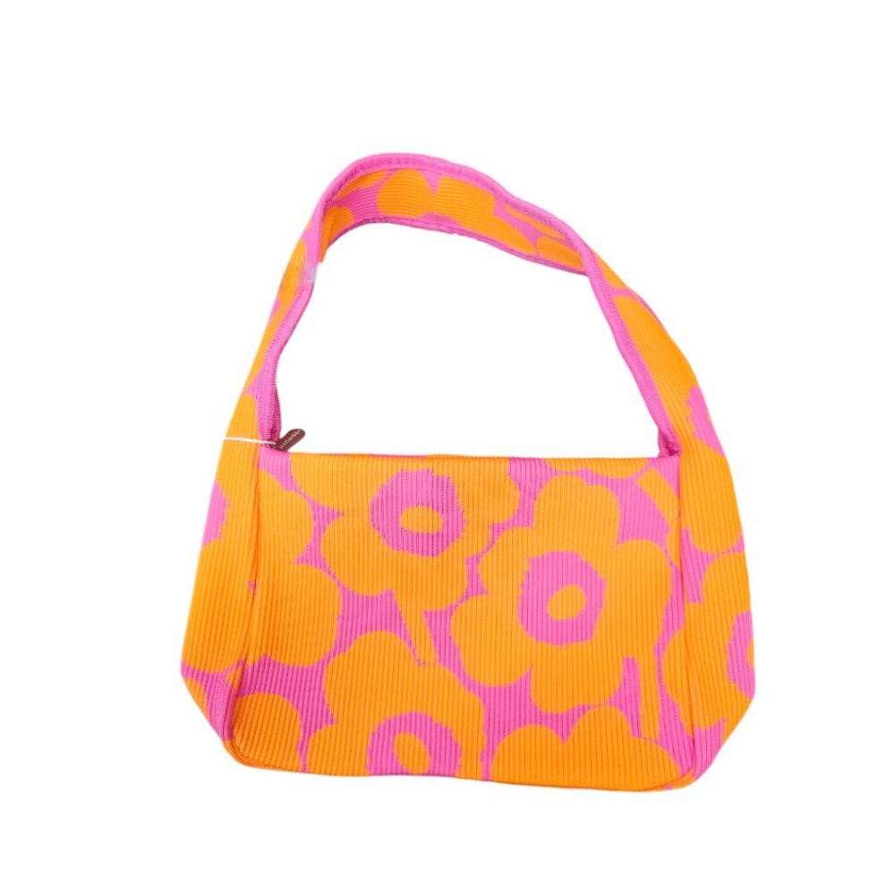 Marimekko Unikko Orange / Pink Knitted Shoulder Bag - Picture 4 of 5